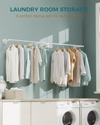 OROPY Industrial Pipe Clothing Rack Set of 2, Wall Mounted Clothes Rack, Closet Rods For Hanging Clothes, 33" Multi-purpose Hanging Rod for Laundry Room, Bedroom and Closet Storage, White