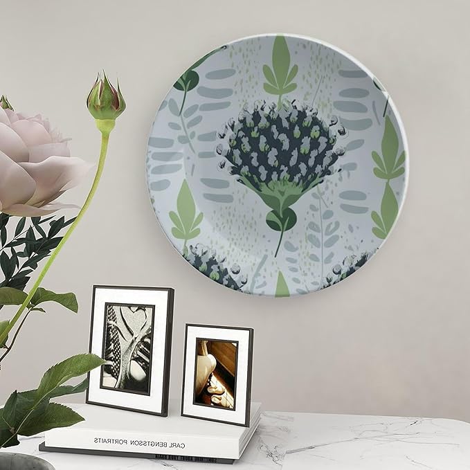 Decorative Plate Chinoiserie Floral Custom Decor for Art Decoration Club Farmhouse Wedding Ceramic Craft for Decorative Ornaments 1 Plate with 1 Display Stand, Multi Sizes, Gifts for Men Women