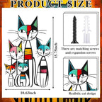 Wesiti Cat Wall Art Decor Metal Cat Wall Sculptures Room Decor for Cats Lover 10.6 x 15.7 Inches Colorful Mid Century Retro Wall Art for Home Living Room Bedroom Kitchen Office