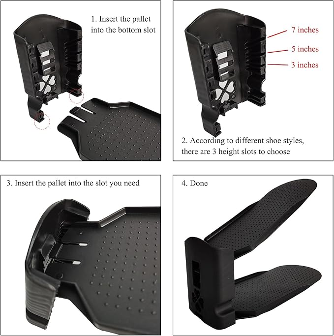 Shoe Slots Organizer, Shoe Stackers Space Saver, Adjustable Double Layer Stack Shoe, Take Up Less Space & Organize More Shoes, Holder for Closet Organization (Black, 10 Pack)