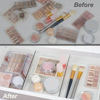 Clear Drawer Organizer Bins Set, Transparent Rectangle Trays, Dresser Bathroom Makeup Vanity Organization and Storage Bins Office Desk Drawer Dividers Organizers (3pc - 9×6×2")
