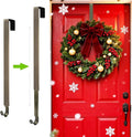 Wreath Hanger for Front Door, Adjustable from 15" to 25" Wreath Door Hanger for Christmas Fall Wreaths Decorations Hook, Brushed Nickel
