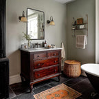 ANDY STAR Hand-Forged Black Bathroom Mirrors for Wall, 30x40 Inch Vintage Solid Steel Metal Frame Bathroom Vanity Mirror, Antique Rounded Rectangle Wall Mirror, Hangs Horizontally or Vertically