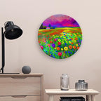 Decorative Plates, A Vibrant Wildflower Field Ceramic Dinner Plate Home Wobble-Plate with Display Stand, Wall Hanging Decor for Living Dining Room Kitchen Household 10 Inch