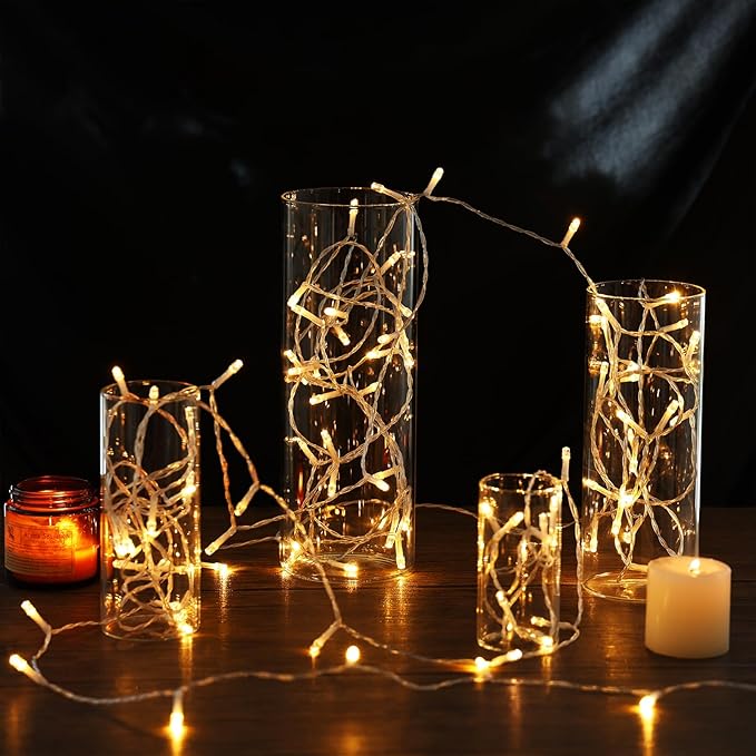 Fixwal 12pcs Clear Glass Cylinder Flower Vases, 4, 6, 8, 10 Inch Tall Cylinder Vases for Centerpieces, Glass Flower Vase Floating Candle Holder Vase for Table Shelf, Party, Wedding, Home Decor