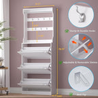 Shoe Cabinet with 3 Flip Drawers & Coat Rack, Narrow Hidden Shoe Storage Cabinet, 2-in-1 Hall Tree Slim Freestanding Shoe Rack Organizer for Entryway, Hallway, and Living Room
