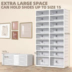 FAHKNS 9 Tier 36 Pair Folding Shoe Rack with Wheels and Magnetic Doors,Stackable Transparent Shoe Cabinet Shoe Organizer Storage for Closet Entryway Bedroom