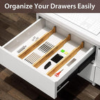 DUCOO 4 PCS Drawer Divider, 17"-22" Adjustable Bamboo Drawer Dividers Organizers, Expandable Separators for Kitchen, Clothes, Dressers, Home, Office