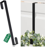 15" Reversible Wreath Hanger for Front Door, Fits Most Doors up to 1-3/4", Heavy Duty Steel Over The Door Hooks Hold up to 80 LBS for Spring & Easter Wreaths, Seasonal Door Decor (Black 1 Pack)