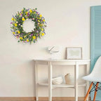 LLZLL Spring Decorations for Home 22" Spring Wreath Artificial Summer Wreaths with Eucalyptus Leaf Lavender and Daisy for Easter Indoor Outdoor Home Festival Celebrations