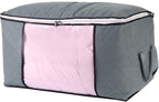 combocube Comforter Storage Bag, Zippered Bag with Large Clear Window and Carry Handles, Space Saver Organizers for Closet, Blanket, Pillow, Quilt, Bedding, Clothes (2Pcs Grey Large)