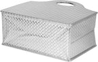 HofferRuffer Magazine Basket Holder, Foldable Magazine Rack, Document File Holder Organizer, File Folder, Newspaper Storage Bin Organizer for Home or Office (Silver)
