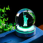 Movdyka 3D Crystal Ball Statue of Liberty Figurine New York City Souvenirs Gifts for Women Men Friends, Laser Etched Liberty Statue Ornaments Model with Light Base, USA Souvenir Decor NYC Gifts