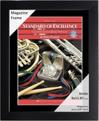 Creative Picture Frames 9 x 11.87 Magazine Frame with Full-Strength Glass, Holds Up To A 1/4" Thick Media with Installed Hangers for Easy Mounting, 11x14 Black Frame with Black Mat