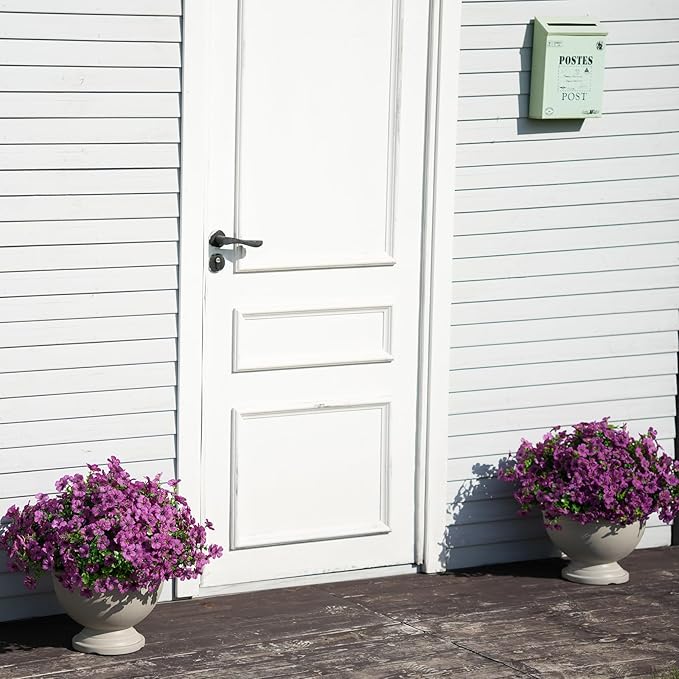 16 Bundles Artificial Flowers for Outdoor Realistic Faux Flower Spring Summer Garden Home Decoration, Hanging Daisy with Eucalyptus Leaves Fake Plants Greenery Balcony Porch Patio Front Door Decor