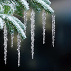 24pk Christmas Icicle Ornaments for Christmas Tree Decorations, Hanging Acrylic Crystal Christmas Ornaments 5.1" Clear Plastic Icicles for Xmas Tree Winter Wonderland Home Decor Holiday Party Supplies