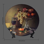Decorative Plate Holder, 8 Inch, Cheese Grape Pomegranate Orange Garnish Round Display Plate, Home Wobble-Plate with Display Stand, for Home Kitchen Bedroom Decorative Ornaments