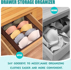 Bra Storage Drawers Organizer for Clothing Underwear Drawer Organizer Dividers Foldable Storage Cube Bins for Bra,Socks, Underwear,3 Pack （Coffee）