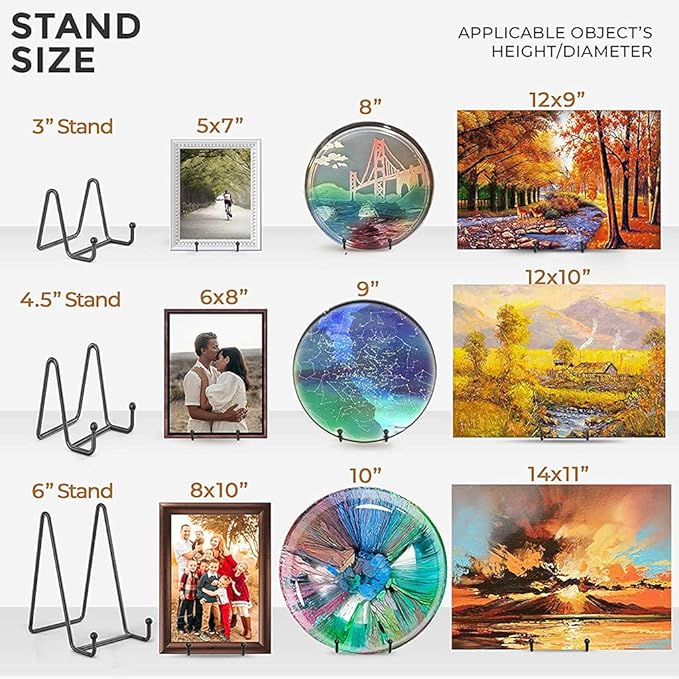 Display Stands Metal Frame for Picture Decorative Plates Book Photo Artistic Work Home Showrooms Ornaments Storage Stands with Shelves and Drawers (6 inches)