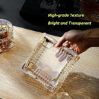 Handmade Glass Ashtray, Ashtray Ash Holder for Indoor or Outdoor Patio Desktop Office Smokers, Ash Tray for Tabletop Home Office Decor (Amber, XL)