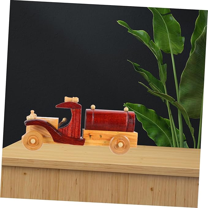 OUNONA Vintage Wood Car Model Ornament Miniature Desktop Automobile Decoration for Retro Room Decor and Stylish Wooden Craft for Living Room Bedroom Study and House