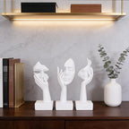 3 Pcs Thinker Large Statue Set - White Art Abstract Home Accent Figurines for Living Room, Bedroom, Shelves, Office Desktop, Coffee Table Decor, Gift for Women (3 Pcs White, 9")
