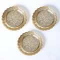 Shubhkart Solid Brass Decorative Nakshi Plate Set for Puja, Decoration & Diwali Gifting (Large 11 cm, Pack of 3, Solid Brass)