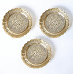 Shubhkart Solid Brass Decorative Nakshi Plate Set for Puja, Decoration & Diwali Gifting (Large 11 cm, Pack of 3, Solid Brass)