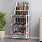 Heavy Duty Belt Display Stand, Metal Belt Rack with 360° Rolling Wheels, Multi-Functional Accessory Display for Belts/Scarves/Wallets, Retail Belt Organizer for Store/Closet/Boutique