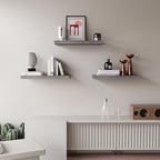 Upassion Floating Shelves for Wall Set of 3, 16" Gray Wall Shelves for Home Decor, Frame Display Floating Shelf for Living Room, Bedroom, Bathroom, Kitchen