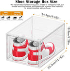 6 Pack Upgrade Harder Shoe Organizer, Shoe Storage with Magnetic Front Door, Clear Shoe Boxes Foldable Space-Saving Shoe Rack for Sneaker Boot Container, White