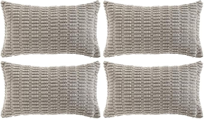 Fancy Homi 4 Packs Decorative Throw Pillow Covers for Living Room Couch Bed, Modern Farmhouse Boho Home Décor Accent Cushion Case, 20" x 12", Gray