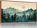 SIGNINART Large Boho Mountain Framed Canvas Wall Art, Nature Pine Tree Wall Painting, Abstract Foggy Forest Wall Decor, Modern Sunrise Art Prints for Bedroom Living Room and Office 20"x40"