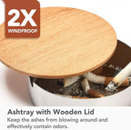 Ashtray with Lid for Outside Patio, 2 Pack Windproof Ash Tray, Silver Stainless Steel Smokeless Ashtray for Outdoor Home Office Tabletop Patio Outdoor Balcony, Small