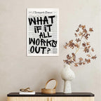 Drimiler Retro Black And White Newspaper Poster What If It All Works Out Canvas Wall Art Positive Affirming Quote Minimalist Prints Painting For Home Bedroom Dorm Wall Decor 12x16in Wframed