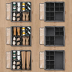 2 Pack Shoe Organizer for Closet,Shoe Storage Organizer with Wheels, Fits up to 32 Pairs,Adjustable Dividers,Fabric Shoe Storage Bins with Clear Cover,Beige and Grey