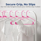 SereneLife 200 Pink Plastic Hangers Non-Slip Heavy Duty Coat and Clothes Hanger Set Slim Durable Space-Saving Closet Organizer Wardrobe Storage Home Bedroom 5.5 lb Capacity