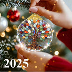 Tree of Life Stained Glass Thank You Gifts for Women Christmas Tree Decorations Crystal Ornaments Appreciation Gifts for Coworkers Teacher Best Friend Boss Birthday Gifts for Mom Car Hanging Ornament