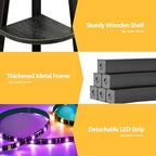 Furnulem 5 Tier Corner Shelf with LED Light, 67.2” Tall Standing Shelf for Wall Corner, Narrow Bookshelf Ladder Shelf for Bedroom, Living Room, Plant, Wood Storage Rack, Metal Frame (Black Oak)