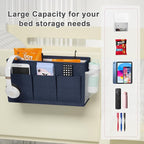Edudif Dual-purpose Bedside Caddy Bedside Organizer, Bed Caddy with 6 Pockets, Versatile Bedside Storage Solution Magazine Remotes holder, ideal for Home, Dorm, Hospital, Crib Bed
