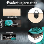 Hillban 3 Pieces Rose Wooden Wall Decor Rose Bathroom Decor Thankful Grateful Blessed Accessories Inspirational Wall Art Signs for Living Room Kitchen Wedding(16 x 6 Inch,Teal)