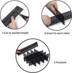Onerbuy 8pcs Adjustable Grid Drawer Dividers DIY Plastic Closet Separator Tidy Organizer Container for Underwear Socks Belt Office Supplies (Black)