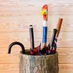 🌳 Vintage Farmhouse Umbrella Stand. Unique Indoor / Outdoor Walking Stick & Umbrella Holder. Rustic Home Entryway Log Bin.