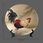 Rooster Decorative Plate Holder, 8 Inch, Rooster In The Reeds Round Display Plate, Hanging Decorative Plate with Display Stand, for Display Living Room Kitchen Closet Table Decor
