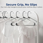 SereneLife 150 Pcs Plastic Hangers Gray – Ultra Lightweight Heavy Duty Non Slip Clothes Hanger Set for Coat Shirt Pants Closet Storage Organization Space Saving Durable Clothing Organizer – 11.88 lbs
