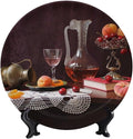 WineDecorative Ceramic Plates, 6 Inch, Red Wine Cherry Fruit Round Display Plate, Handmade Ceramic Ornament, Ceramic Craft for Wall Hanging Decorative