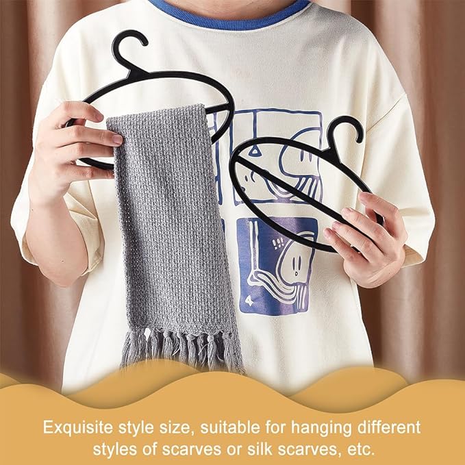 AHANDMAKER 10 Packs Black Scarf Hanger, Scarf Holder Organizer Space Saving Plastic Scarf Hanger, for Shop Home Scarves Headscarves Sorting Storaging