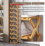 The 9-Tier No-Assembly Bamboo Rack, 2-9 Tier Folding Shoe Storage Rack, Space-Saving Organizer for Shoes, No Assembly Narrow Shoe Shelf for Entryway Closet Dorm (Brown, 2 Tier)