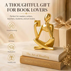 Gold Accent Bookshelf Decor Thinker Statue, Abstract Reading Figurine Style B, Resin Decorative Bookend for Coffee Table, Shelf, Office, Library