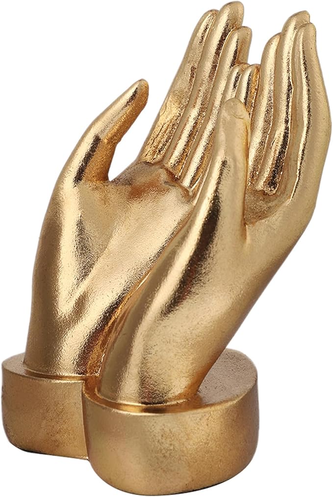 Golden Hands Sculpture Elegant Resin Home Decor Hands Statues Versatile Love Ornament,Perfect for Bedroom, Office Desktop, Cabinets,Wedding (Holding Hands)